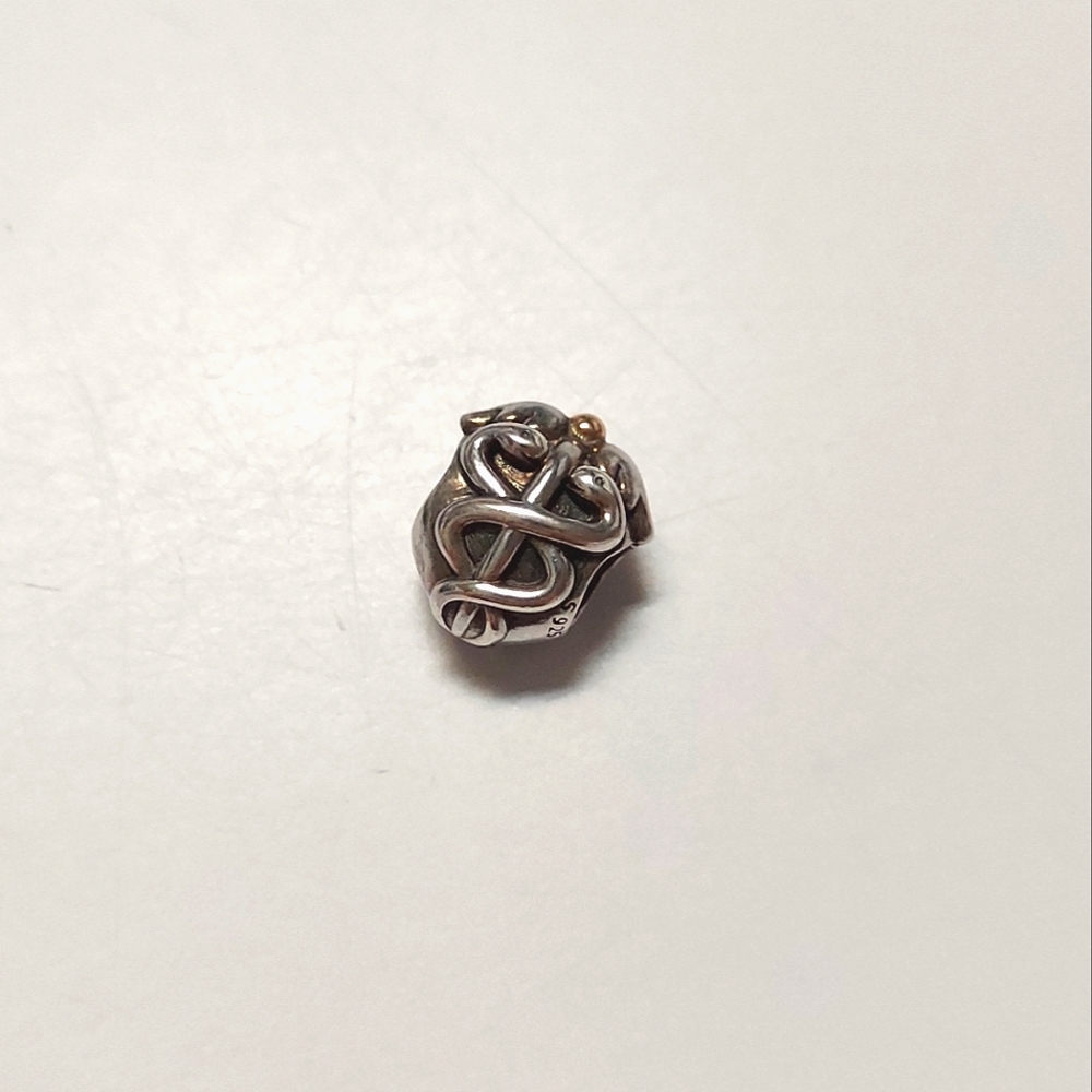 Authentic Pandora Medical Charm, Caduceus Charm, Two Toned Silver Gold Charm